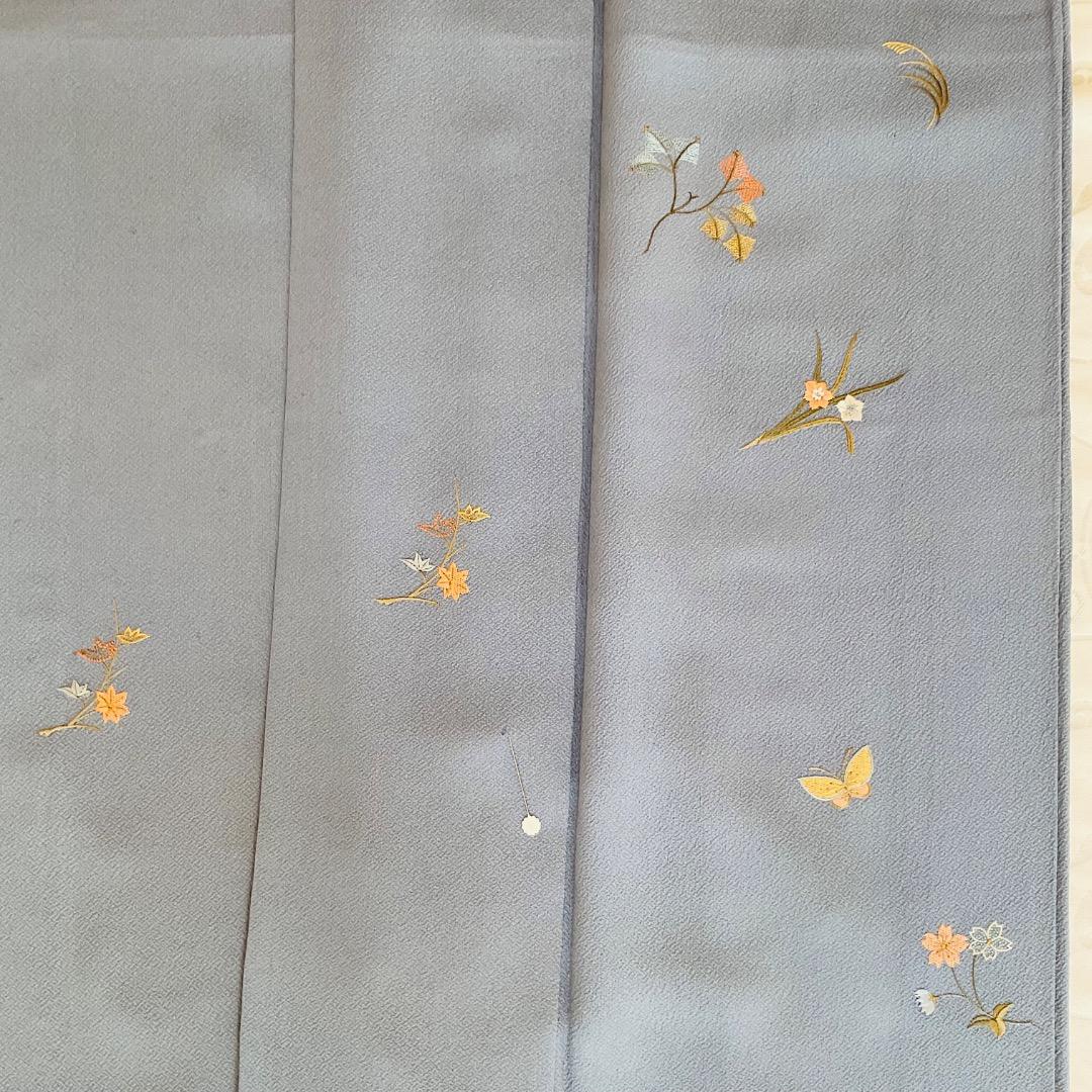 付下げ フルセット 縫紋付 丸に橘 正絹 六通柄袋帯 帯揚げ 帯締め