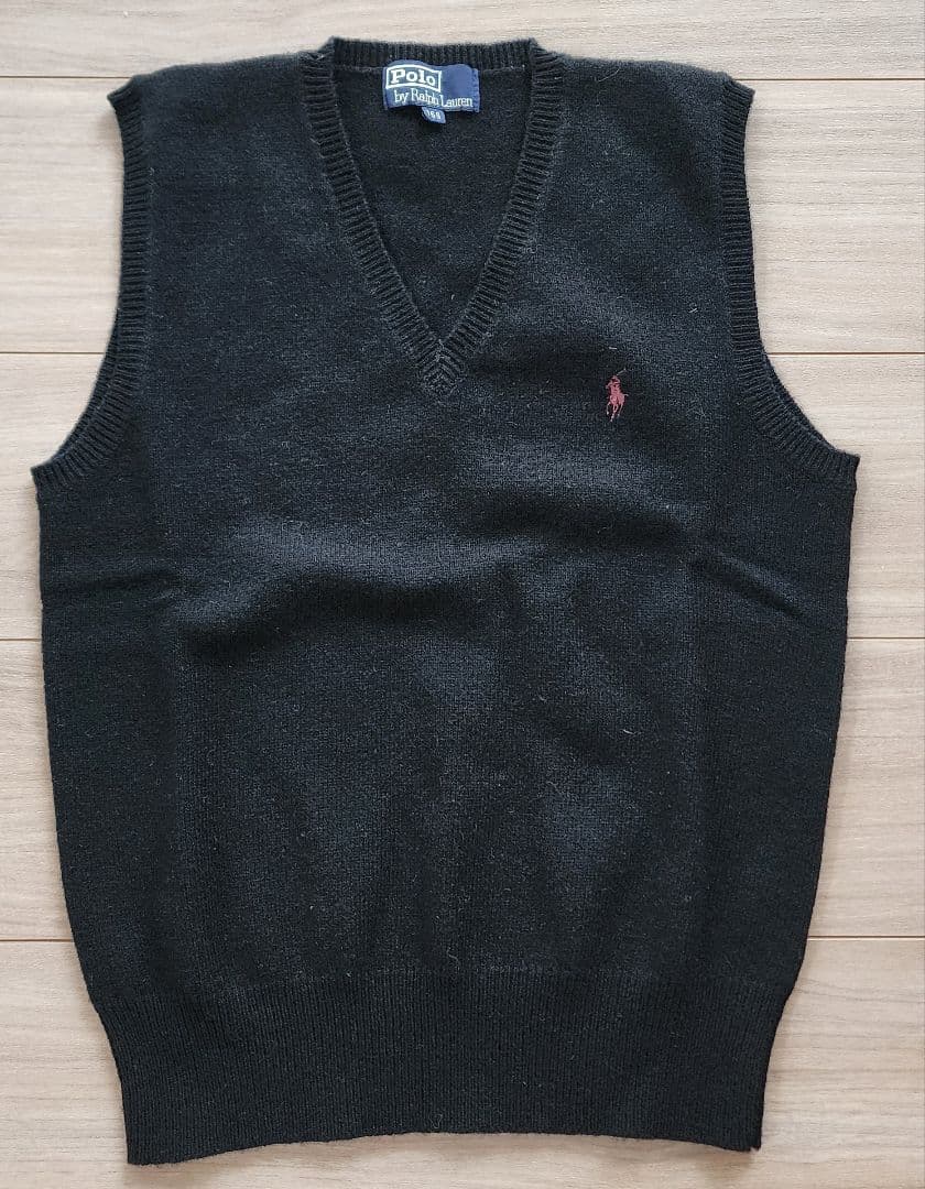 Polo by Ralph Lauren キッズ用 黒 Vネック ベスト 160 - メルカリ