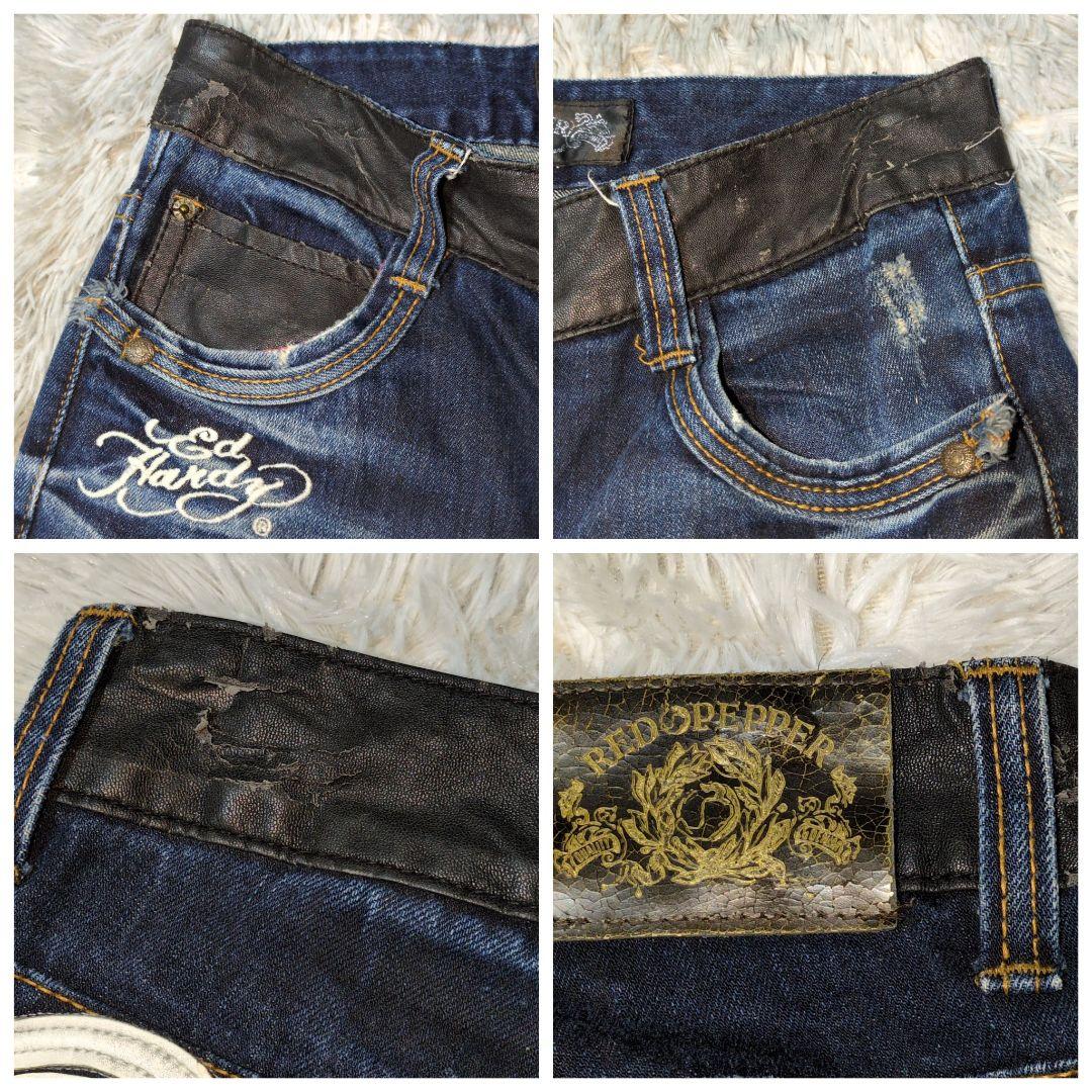 RED PEPPER × ED HARDY】ロゴ刺繍デニム☆鬼ヒゲ☆ハチノス - メルカリ