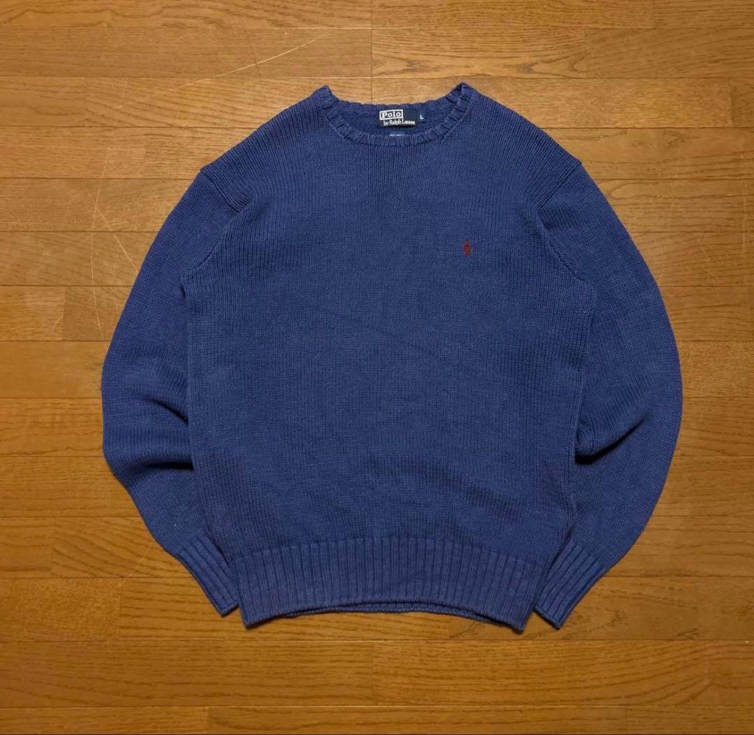 90s Polo by Ralph Lauren 青 ニットセーター Lサイズ - メルカリ