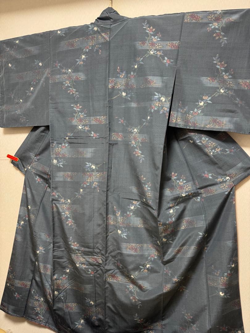 銘品新品】日本三大紬「信州上田紬」草木染 すみれ色「橘の花文様