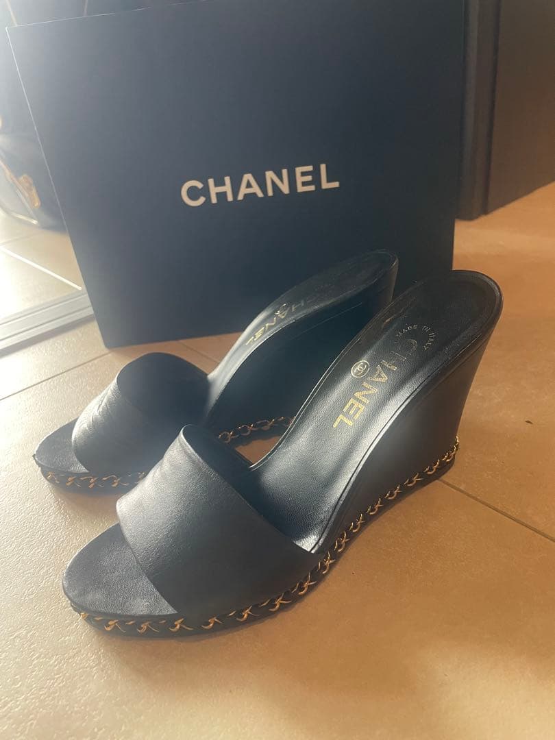 CHANEL ウェッジサンダル　チェーン39 ココマーク 楽天市場】【中古】 CHANEL （シャネル）ウエッジソール ココマーク