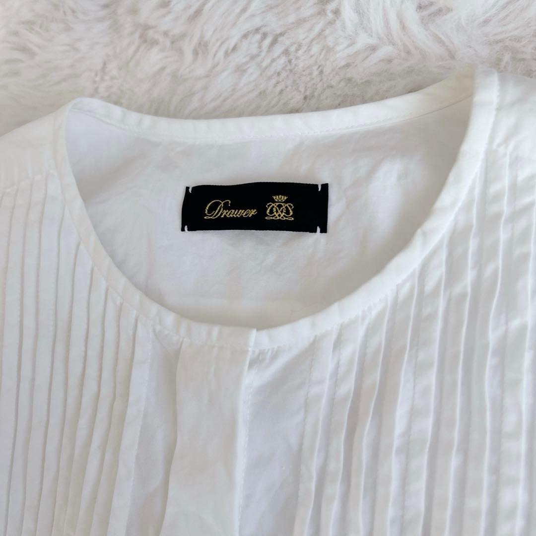 ドゥロワー ☆コットンピンタックブラウス ホワイト ノーカラー - メルカリ