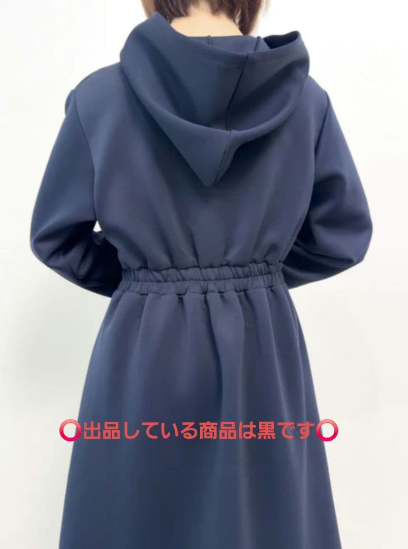 ダブルポケットパーカーワンピ 黒フリーショート cinematiq 元鈴木さん