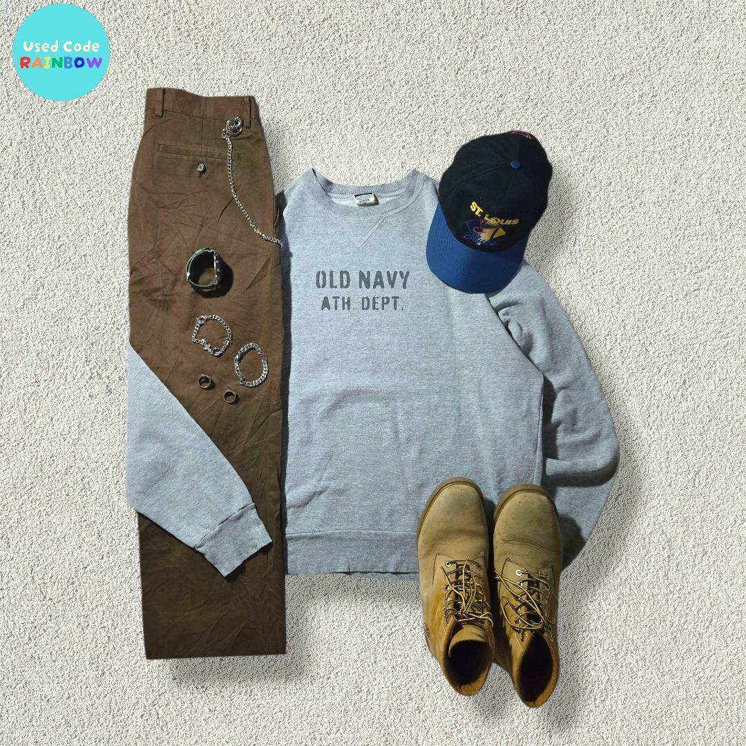 アメカジストリートコーデC-boy Style【No.179】OLD NAVY 差し色の赤を効かせたストリートアメカジ。 ワイドチノでシルエットに