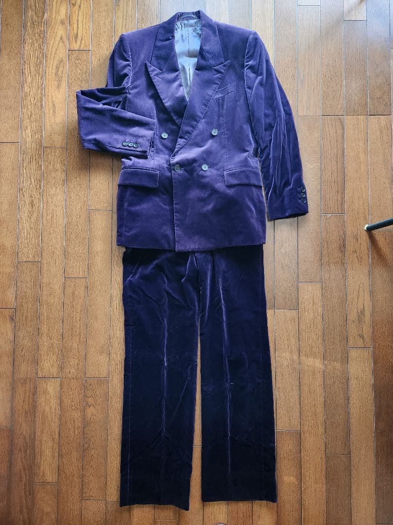 LITTLE BIG　 パープルベルベットダブルブレストスーツ　サイズ44日本製 JOHN LAWRENCE SULLIVAN - 90's vintage パープル 紫 ダブル スーツ