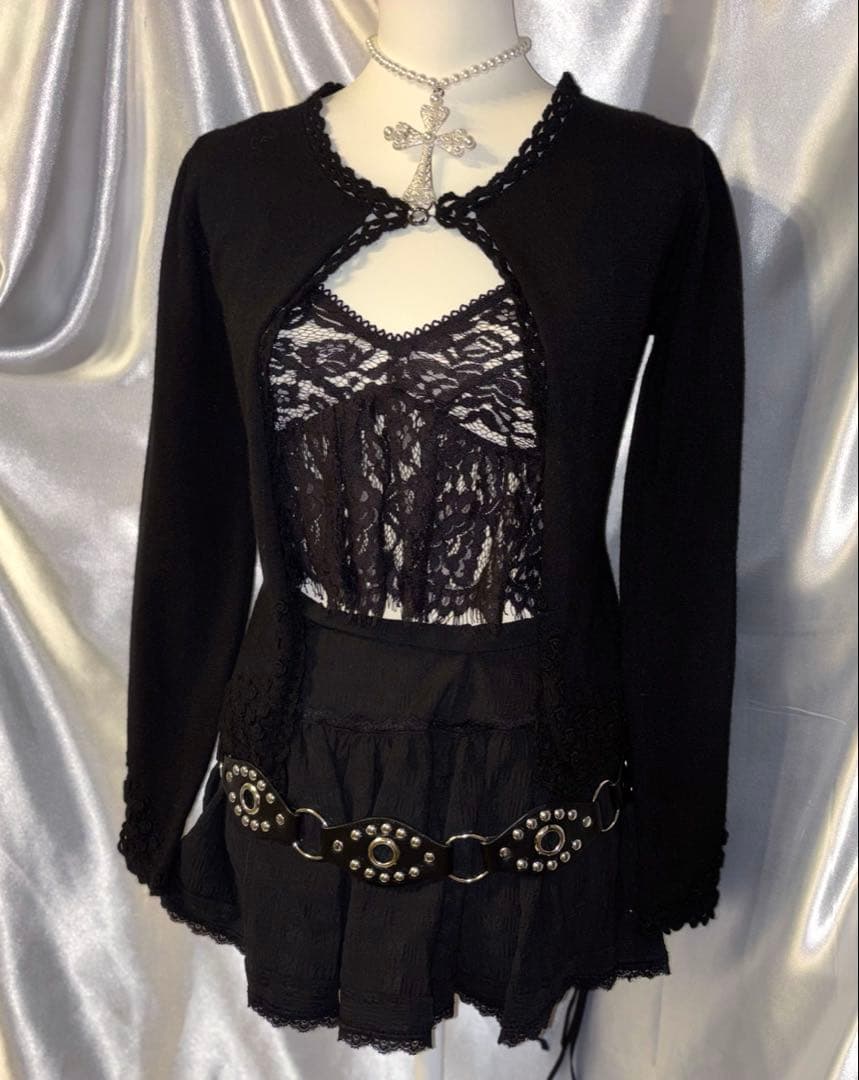 Archive ダークコア ゴスロリ y2k ウールニットカーディガン 黒 - メルカリ