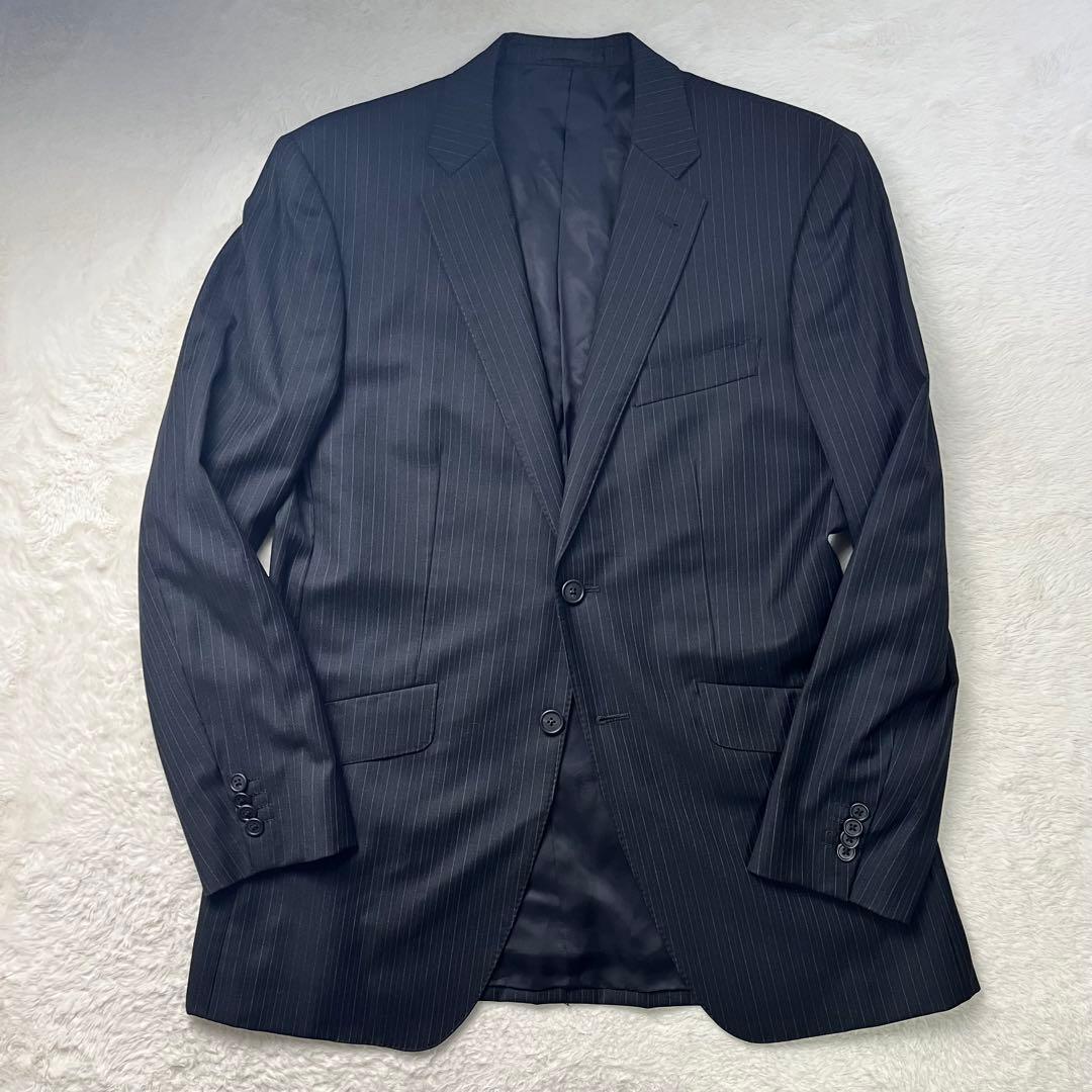 ポールスミス × ロロピアーナ スーツセットアップ 黒 ストライプ XL