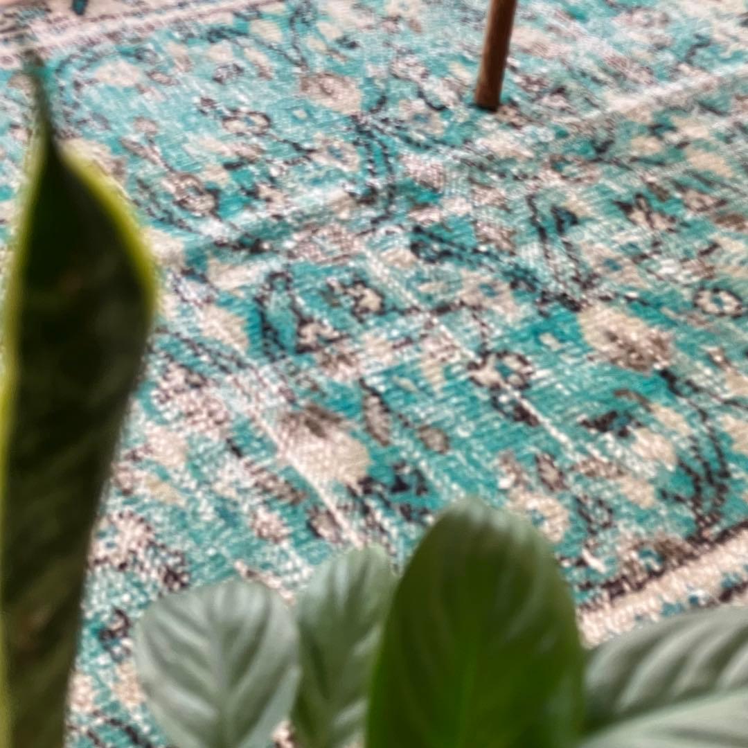 スカイブルー✳︎91×192✳︎ペールグレー 満載フラワー トルコ