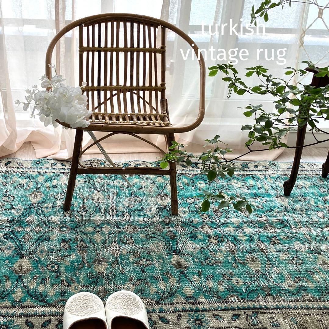 スカイブルー✳︎91×192✳︎ペールグレー 満載フラワー トルコ