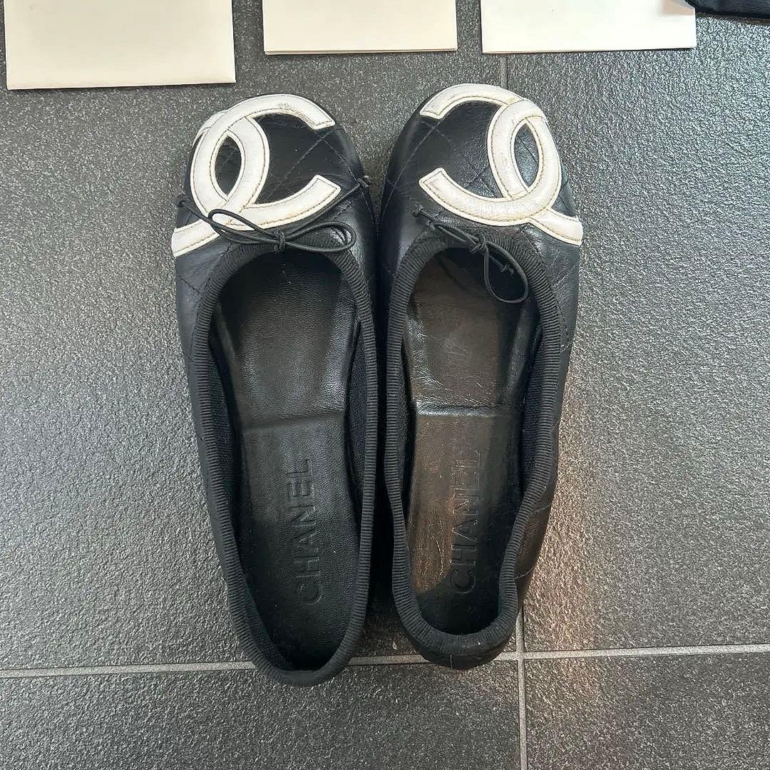 CHANEL 美品 カンボン フラット シューズ ココマーク 22.5cm 35