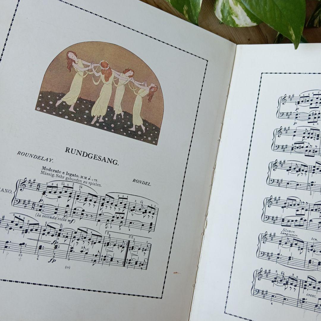 洋書古書1922年メッセージ 楽譜シューマン ルメール画集アンティーク