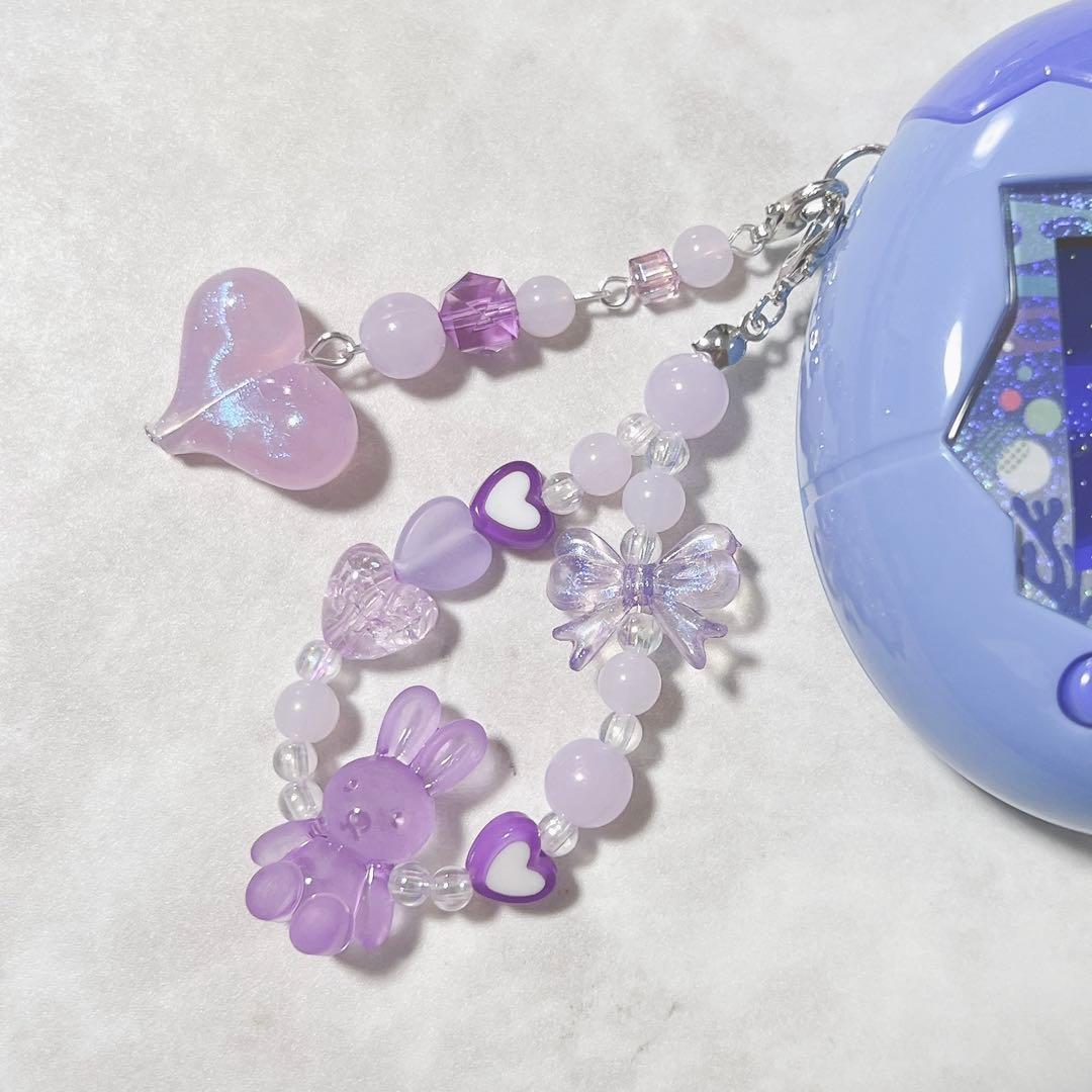 たまごっちパラダイス ビーズストラップ ビーズキーホルダー パープル