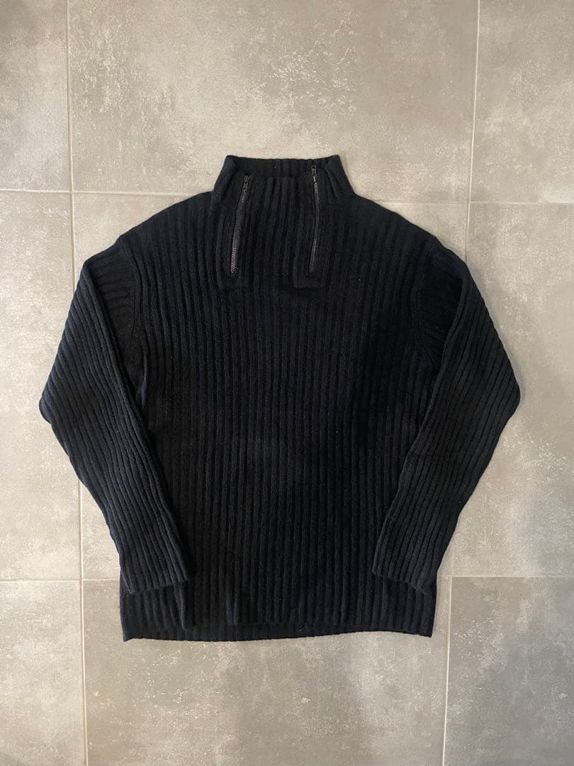 Y's for men ブラック ハイネックセーター　ダブルジップ　アーカイブ WESTSEA（ウエストシー） セーター ニット アラン柄 ダブルジップ