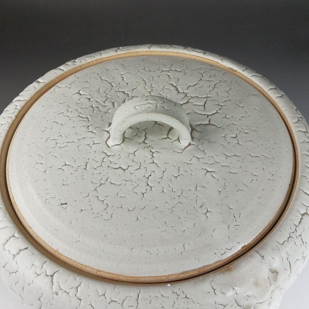 T818 水指 『罅釉』『東原窯 羽柴良一 作』 共箱 茶道具