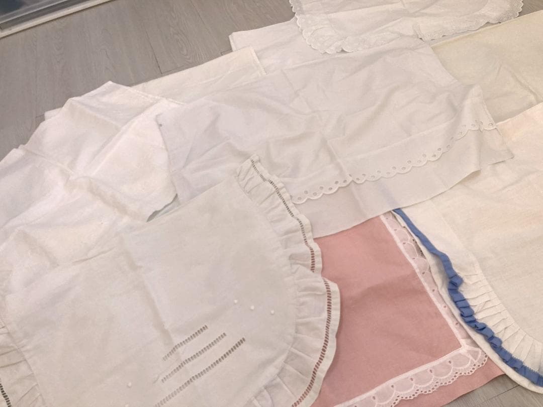 フランス リネン ベビーシーツ＆ピローケース アンティーク・ヴィンテージ 13枚 POLO RALPH LAUREN - 【フランス／アンティーク】ピローケース