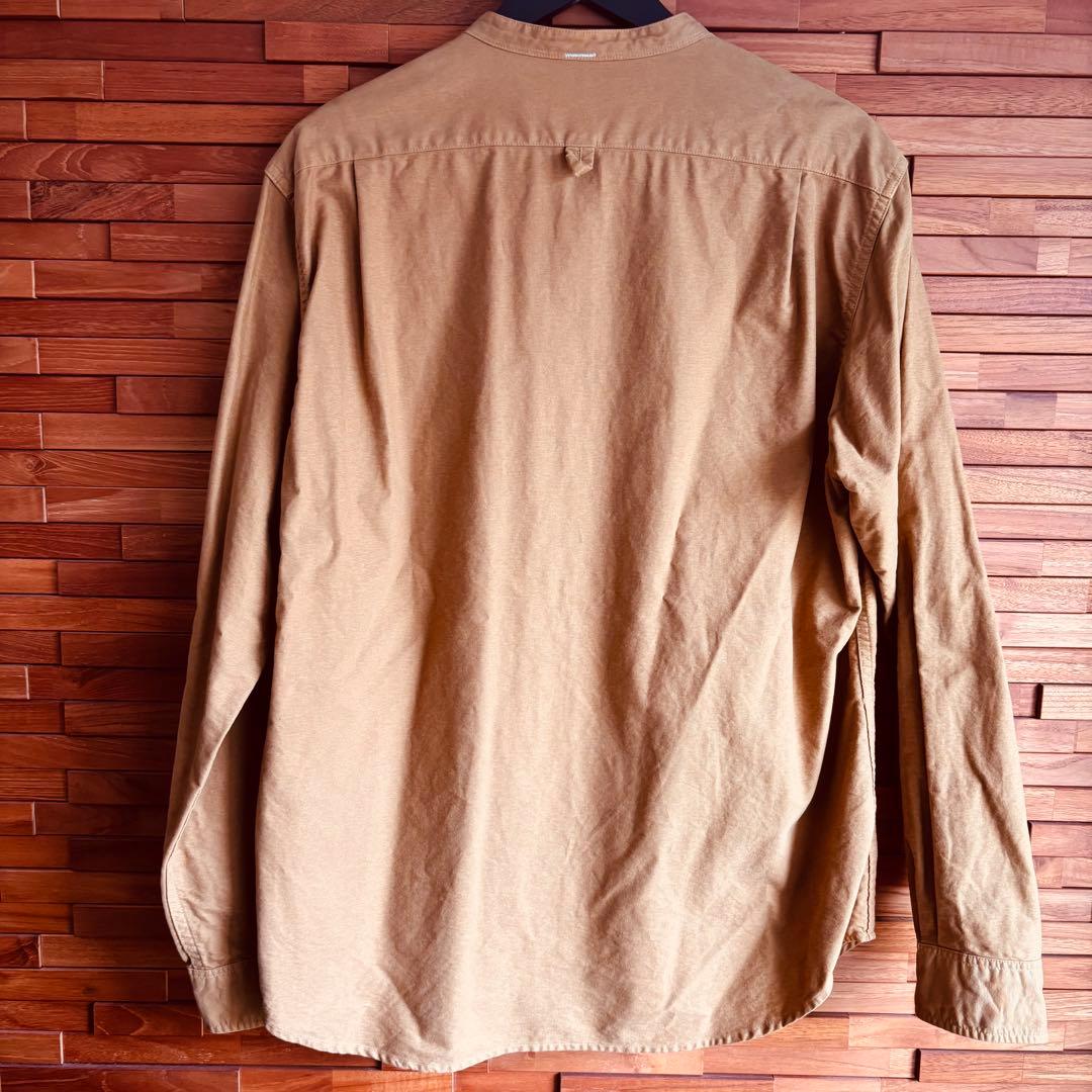 極美品 】MHL. バンドカラー 長袖シャツ キャメル色 コットン100