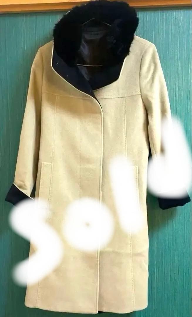 キヨコタカセ　アンゴラ60%ウール40% 美品コート　ファー付き　　9号 アンゴラウール スタンドフーデッドコート（01-15WM04-205）｜K.T