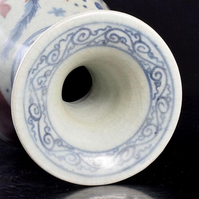 中国 青花釉裏紅 魚藻文 玉壺春瓶 C 7043 - メルカリ