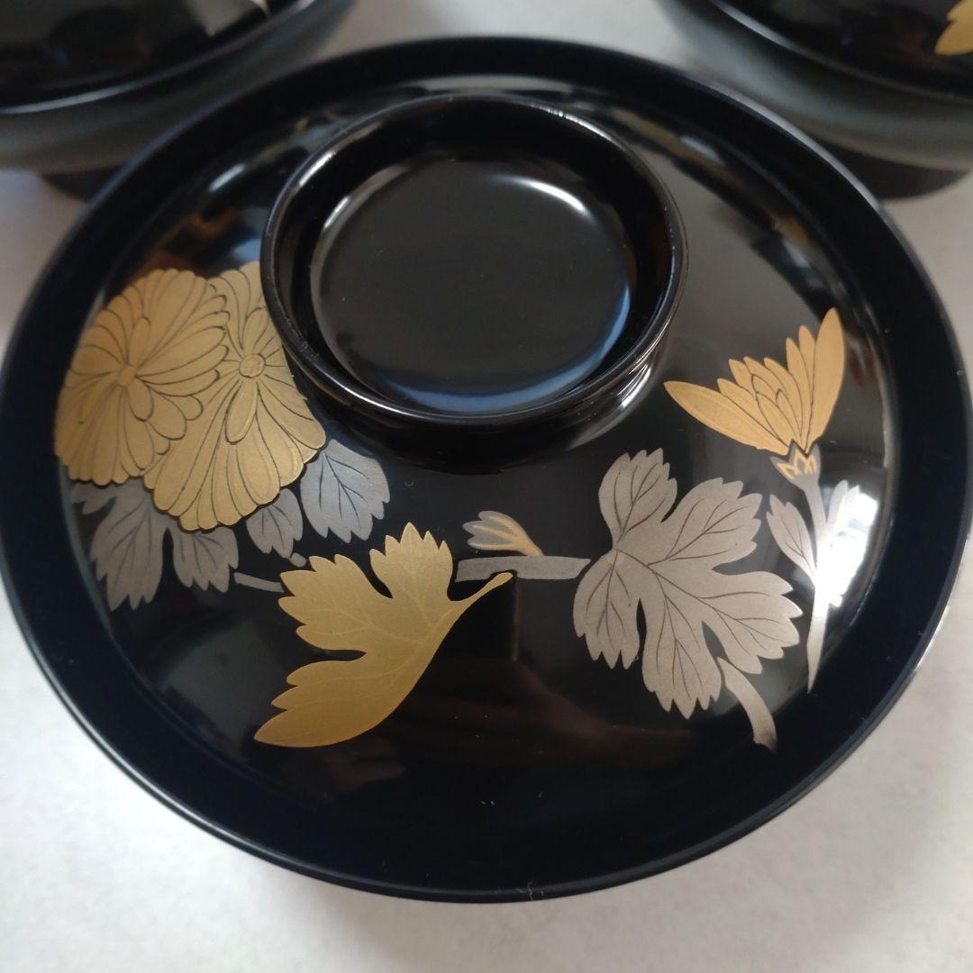 く*ん様 輪島塗 漆器 椀 5個セット 金色の花模様 - メルカリ