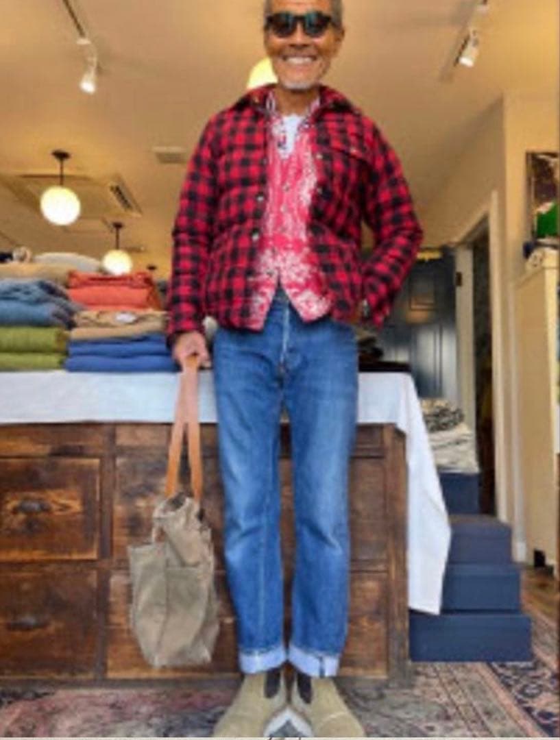 ボーイズマーケット別注クレセントダウンバッファローチェック未使用品