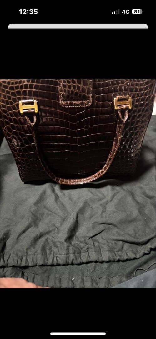クロコダイルダークブラウンハンドバッグ クロコダイル クラッチバッグ セカンドバッグ ハンドバッグ マルチ