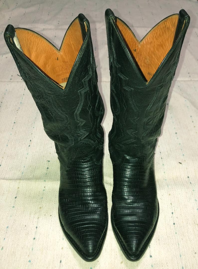 ウェスタンブーツ リザード ELDORADO(エルドラード)中古 7D25cm 希少 Tony Lama ウエスタンブーツ 刺繍 リザードトゥ Y2K 25EE - メルカリ