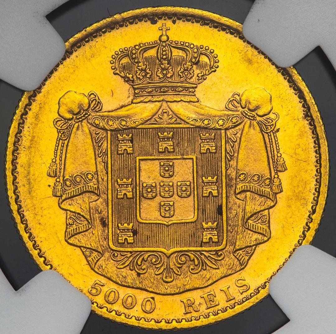NGC-MS61 金貨 ポルトガル 5000レイス 1889 ルイス1世 - メルカリ