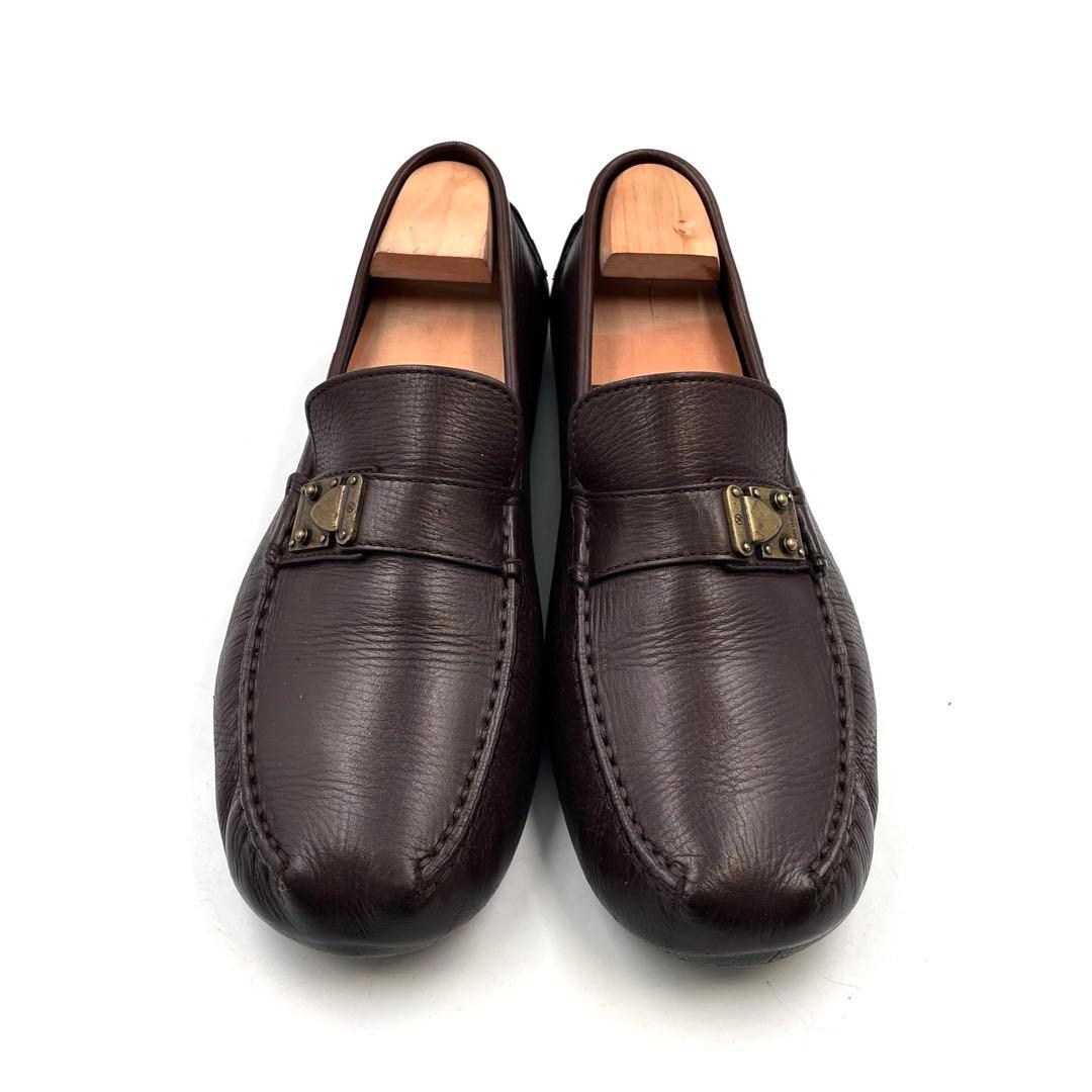 《超美品》ルイヴィトン スリッポン ドライビングシューズ レザー 茶 8 1/2