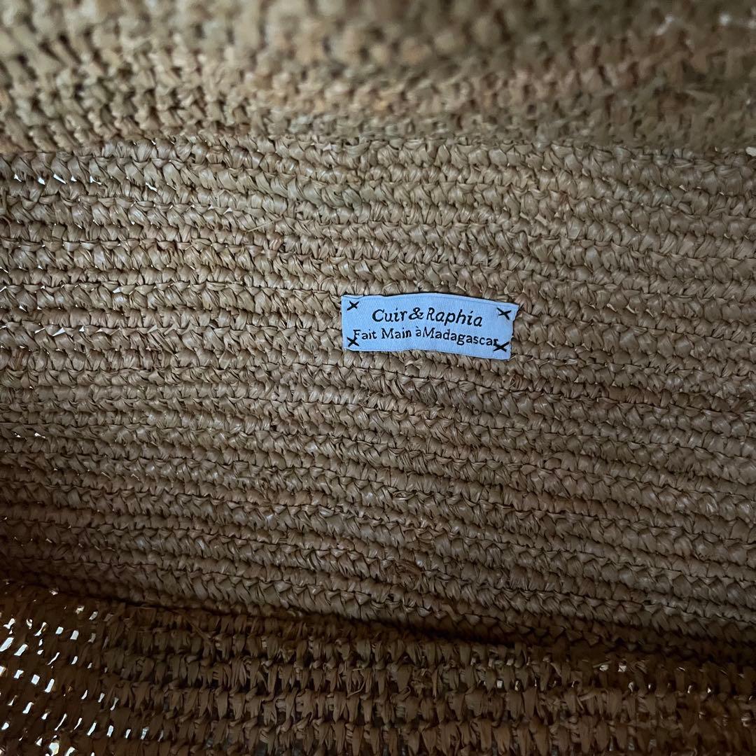 美品希少⭐︎サンアルシデ 持ち手レザーベルト ラフィアトートバッグ