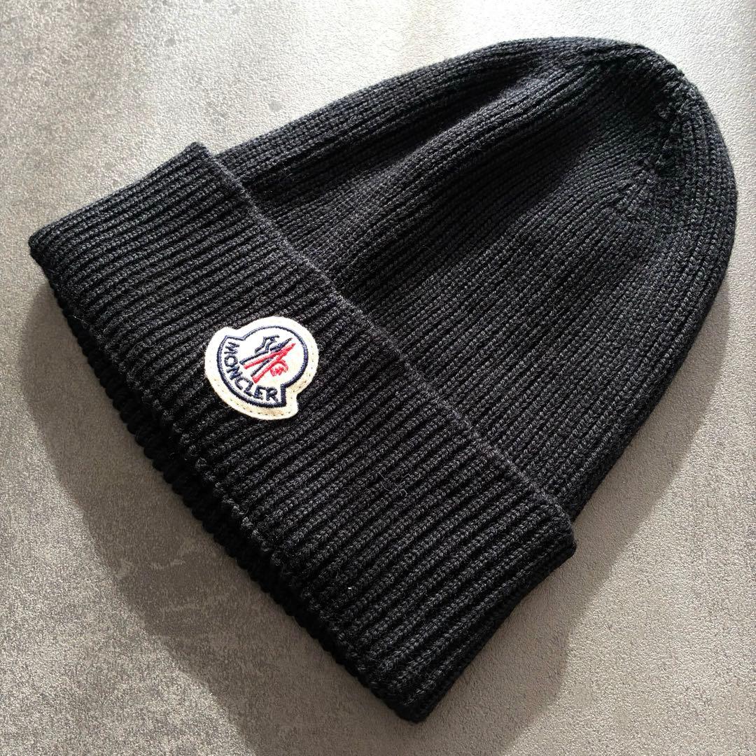 美品　MONCLER モンクレール　ニット帽　ビーニー　ブラック MONCLER（モンクレール） ニット帽 メンズ レディース Wool Beanie