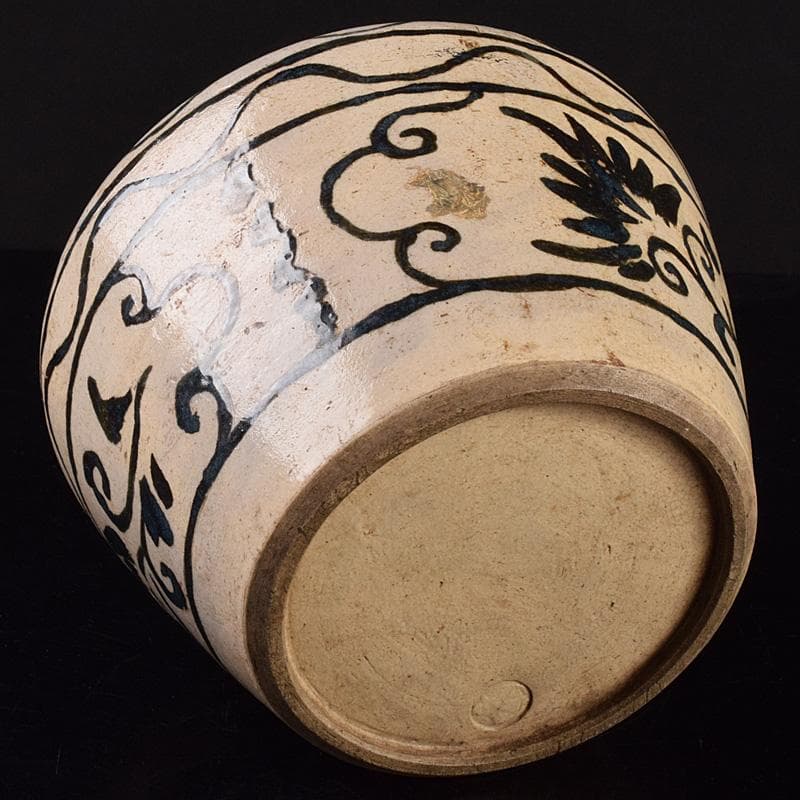 中国 磁州窯 鉄絵 花文壺 花瓶 C 6922