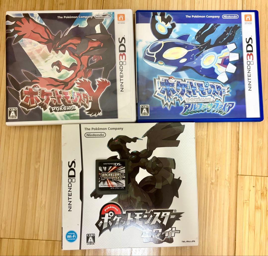ポケモンシリーズ4作品まとめ売り プラチナ、ホワイト、Y、 アルファ