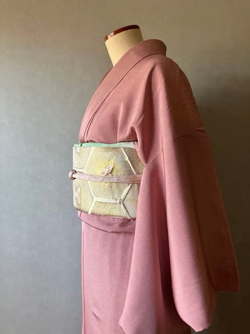 美品江戸小紋＆金糸袋帯&バッグ上品エレガントな3点セット