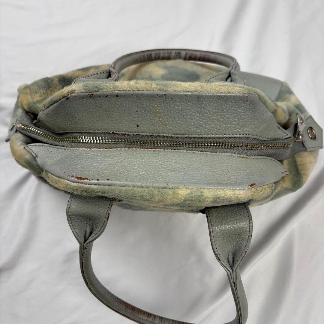 ヴィヴィアン ヤスミン ハンドバッグ レザー×ハラコ 肩掛 水色・グレー