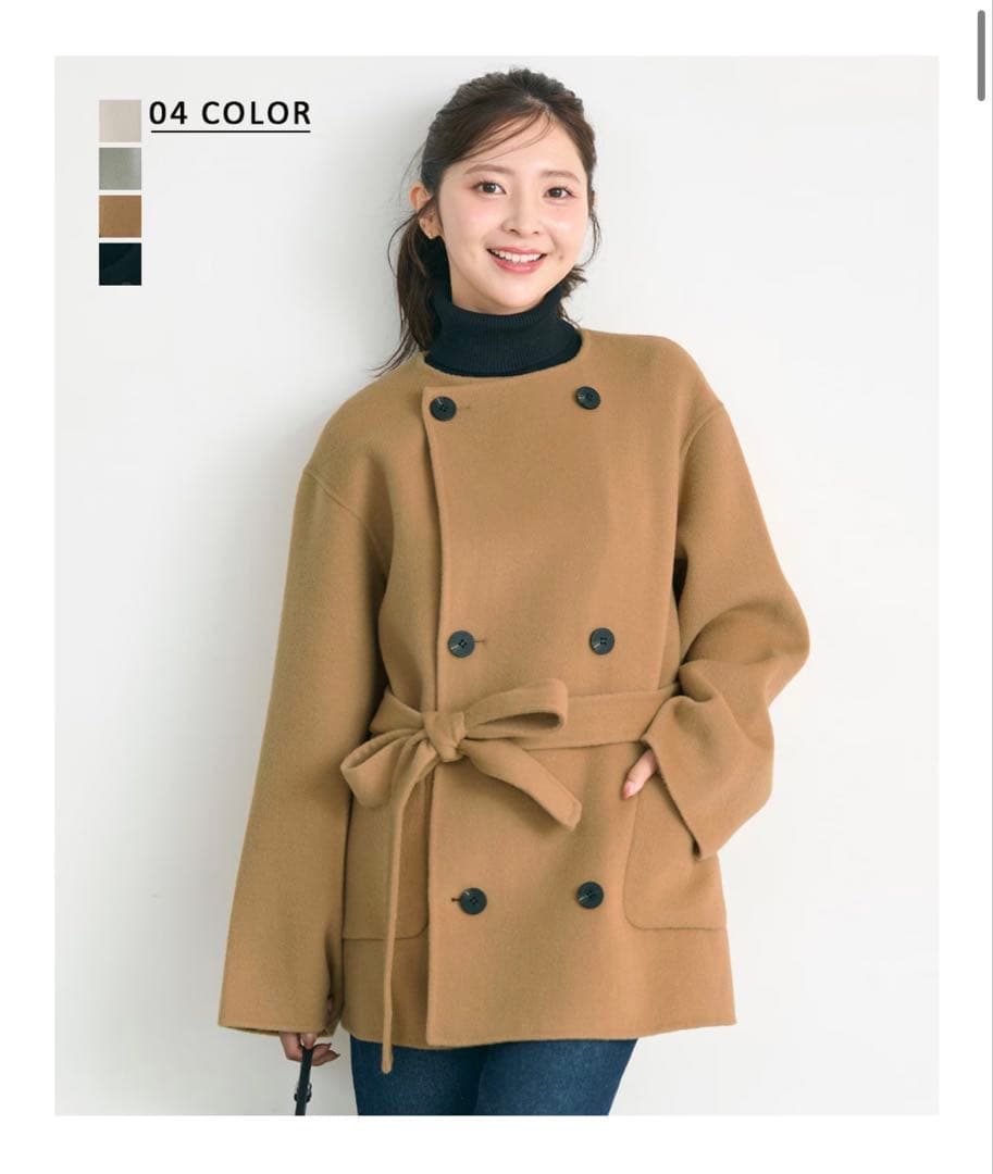 【新品タグ付き】ベースメントオンライン　ノーカラー2wayリバーミドルコート HARUKA DESIGN】ノーカラー2WAYリバーミドルコート【宅配便】 | すべて