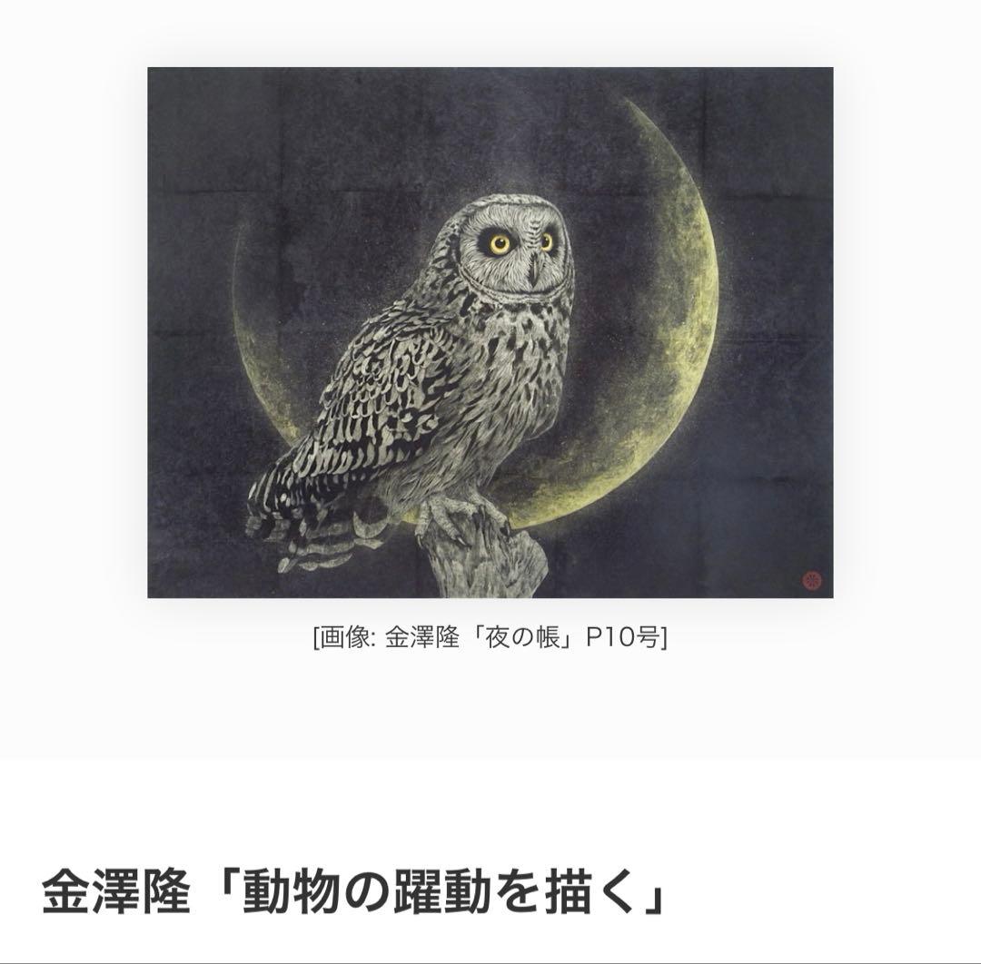 金澤隆 日本画 夜の帳 フクロウ インテリア 額縁 絵画 - メルカリ