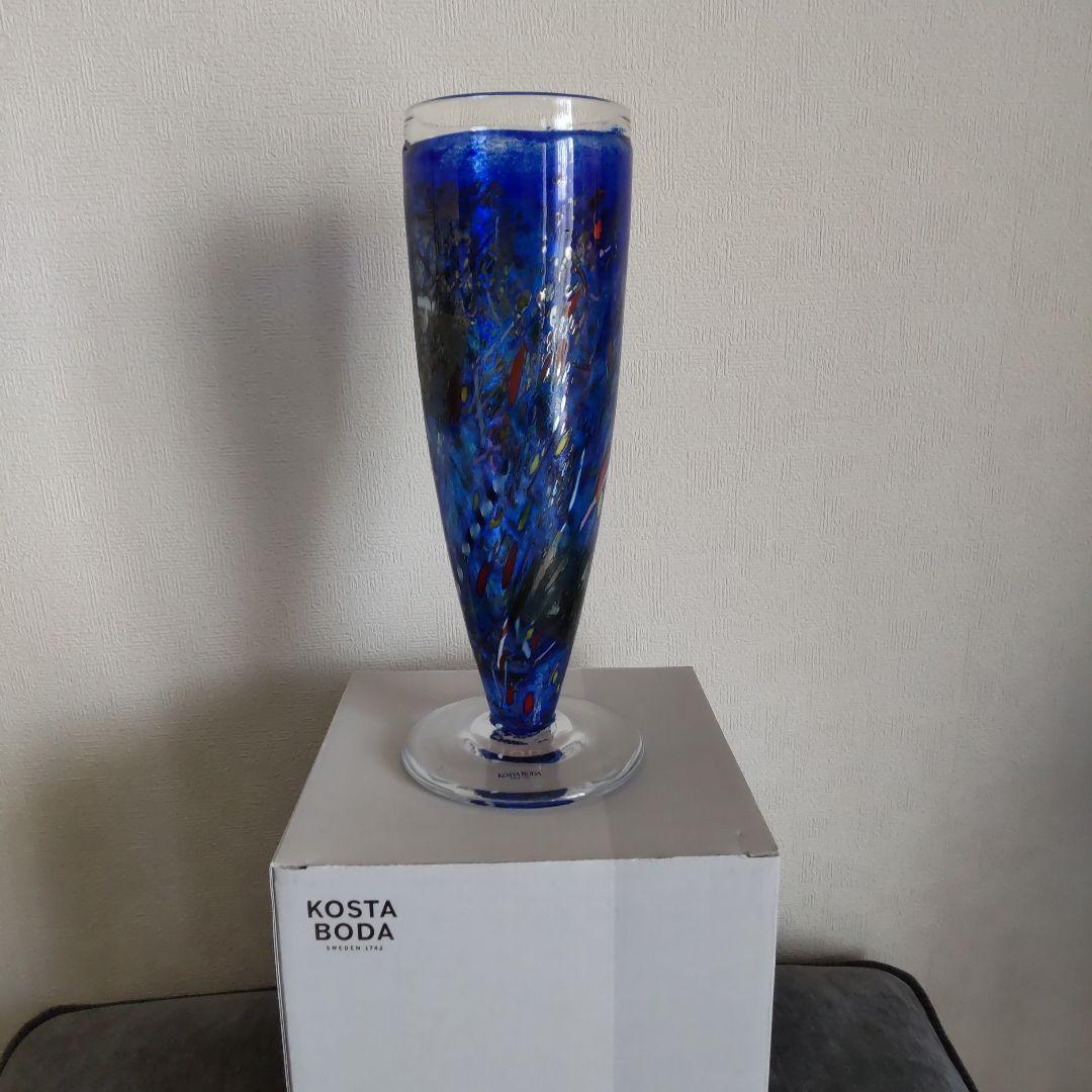 KOSTA BODA 青いガラス花瓶 ブルーコスタボダガラス花瓶 - サイン入り - Etsy 日本