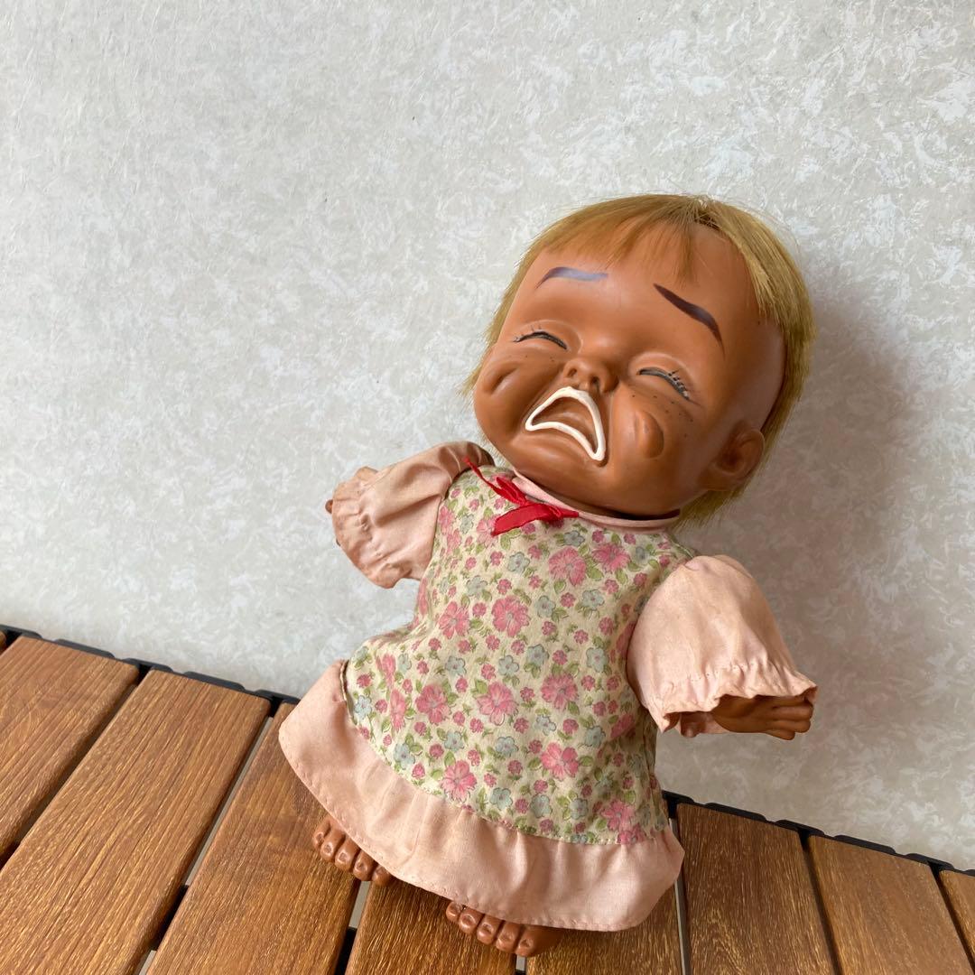 昭和レトロ 当時物 モンナニ人形 泣き顔人形 女の子人形 ソフビドール