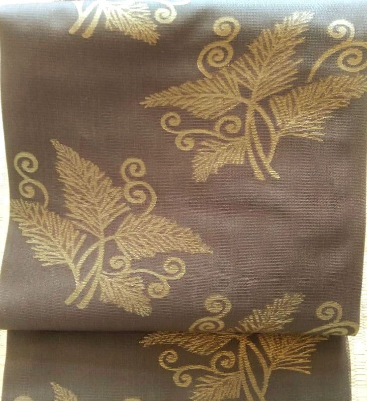 【売約済】『 絽名古屋帯 松唐草 セピア色』『訳アリ！名古屋帯 花文様 水色』 売約済】『 絽名古屋帯 松唐草 セピア色』『訳アリ！名古屋帯 花文様