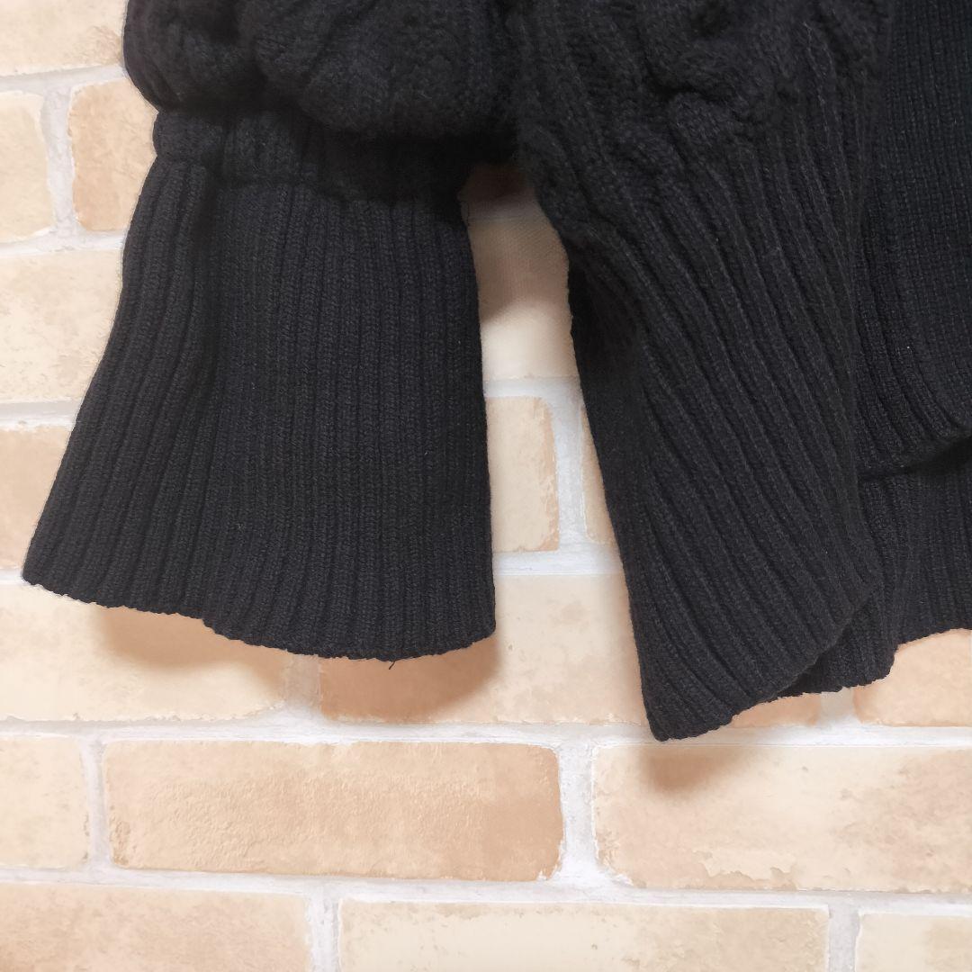 美品】 sacai ケーブル編みベルト付カーディガン ブラック サカイ