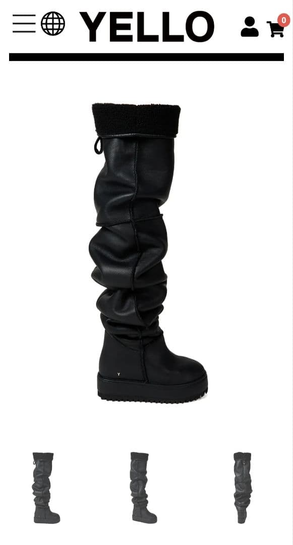 YELLO ロングブーツ 完売品 YELLO / TOKYO BLACK MID SNEAKER LONG BOOTS 2024