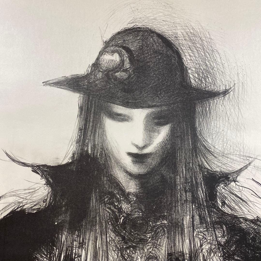 美品 超特大！掛け軸 天野喜孝作「妖花」リトグラフ 作品保証書付き