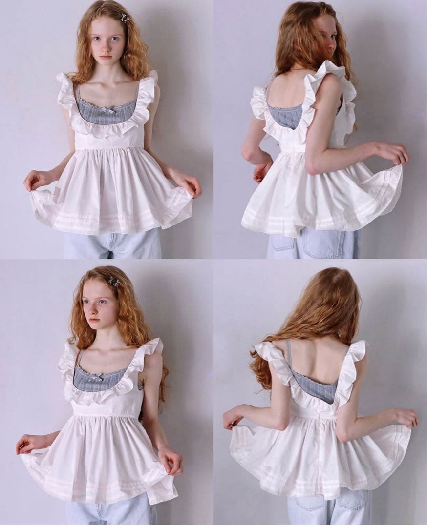 トップス mleya mieya PETIT APLON TOP -WHITE