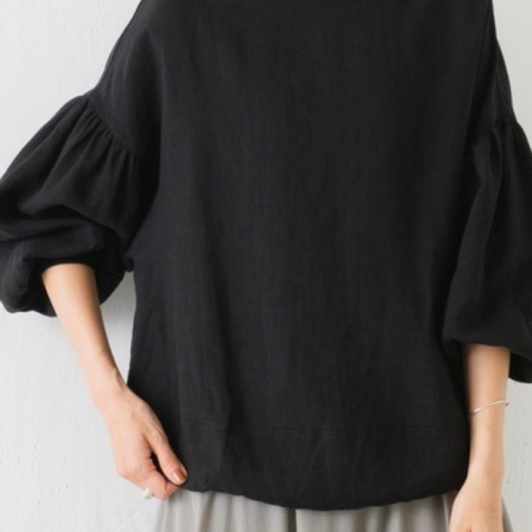 BEARDSLEYビアズリー 後ろボタン袖パフリネンブラウス ブラック - メルカリ