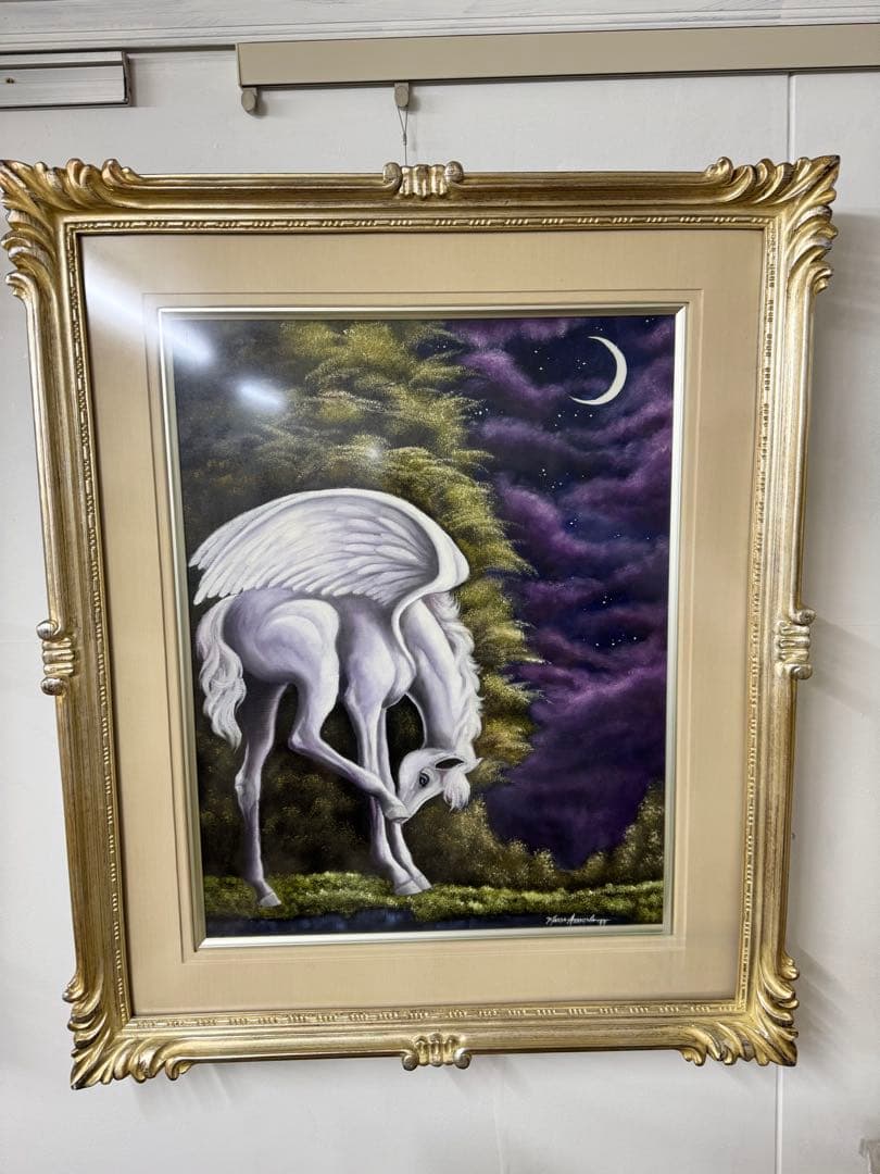 馬　油彩画　天馬誕生　F10号　新品未使用 絵画 油絵 駆ける F20号 （鈴木満雄） 【肉筆】【油絵】【静物・動物画