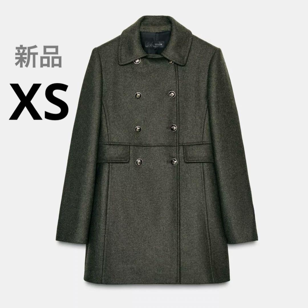 ZARA ウールダブルブレストコート 新品 XS カーキ ZARA ウールダブルブレストコート 新品 XS カーキ - メルカリ