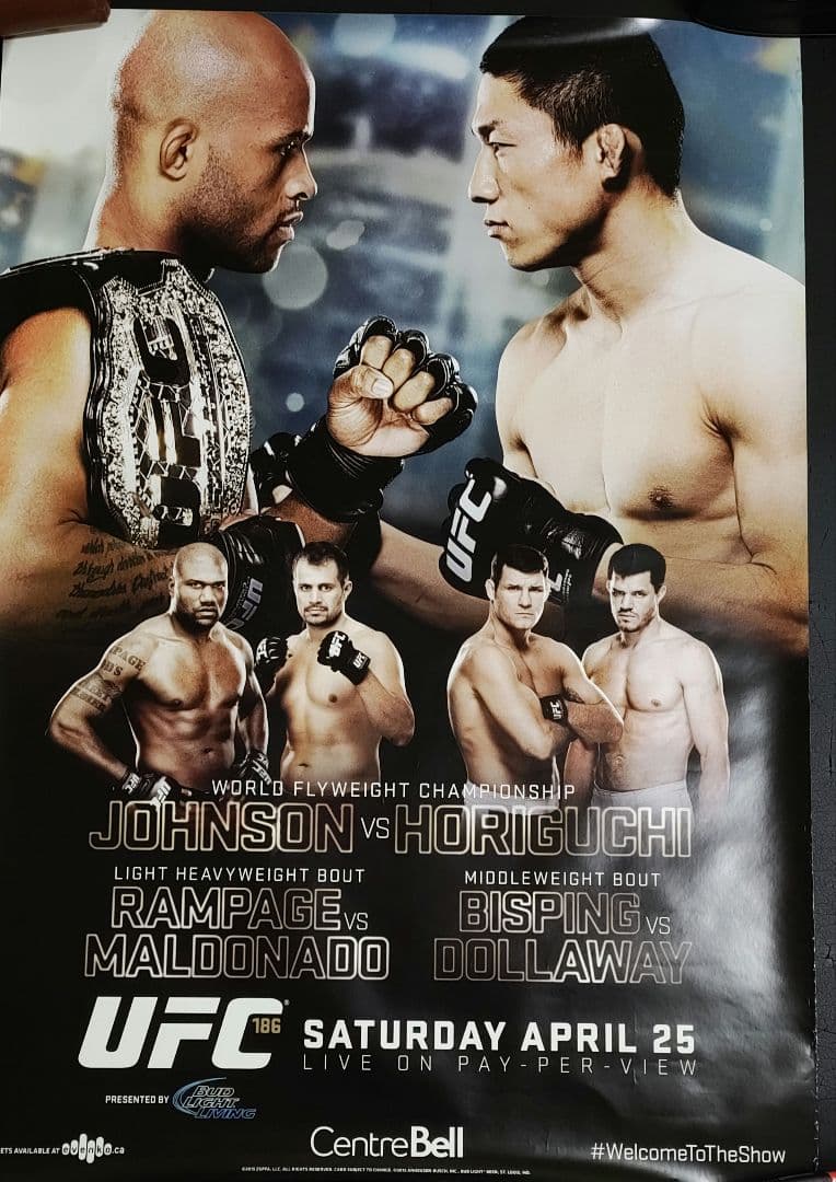 UFC186ポスターデメトリアス・ジョンソンvs堀口恭司タイトル戦大型ポスター 動画】【UFC】デメトリアス・ジョンソンvs.堀口恭司のフライ級