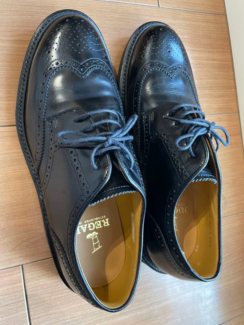 2度のみ着用 リーガル ウイングチップ 黒 ブラック 25.5cm