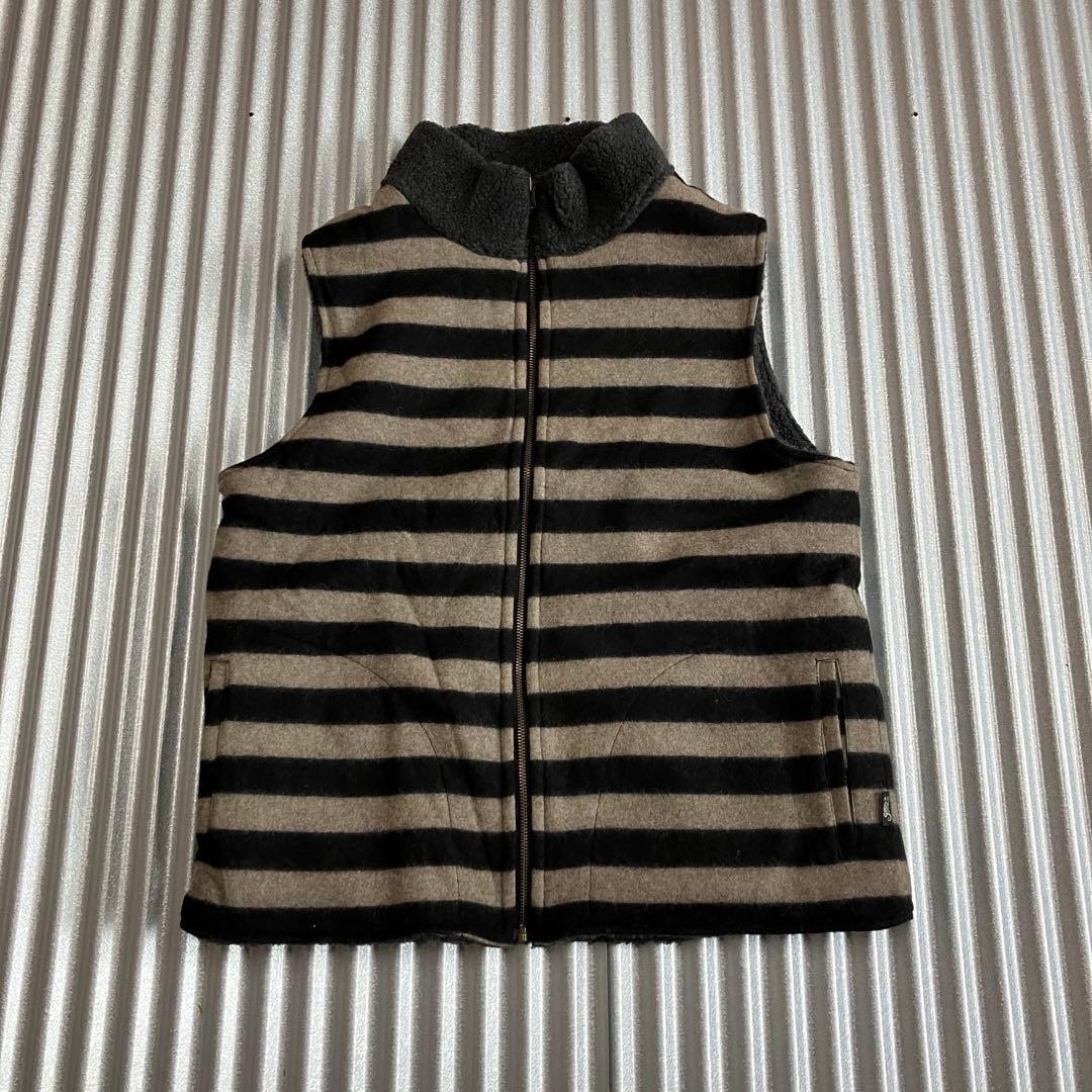 未使用　グリーンクロージング　ボアベスト　リバーシブル　ボーダー　L 1109 セグメントベスト グリーン | 【ミドリ安全】公式通販